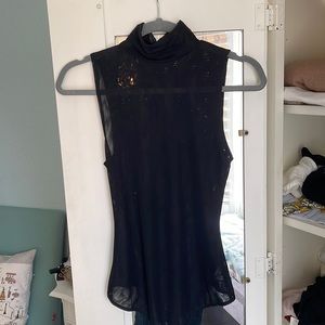 Free People black mesh/semi-sheer sleeveless bodysuit